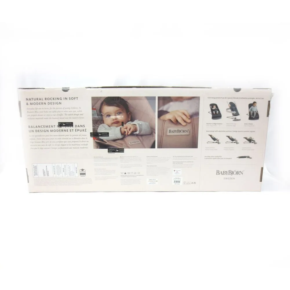 BabyBjorn Bouncer Bliss in Woven Fabric - Classic Quilt, Black on Dark Grey Frame (92123) (Open Box)