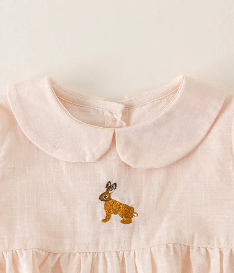 Baby/Toddler Girl Embroidery Print Short Sleeve Dress (3 Colors)