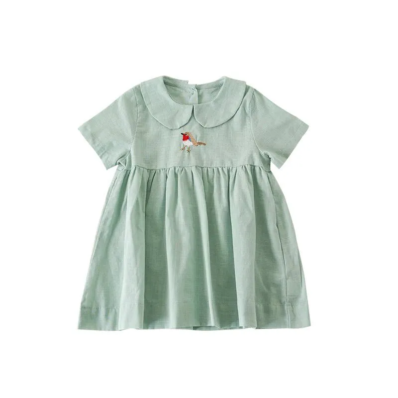 Baby/Toddler Girl Embroidery Print Short Sleeve Dress (3 Colors)