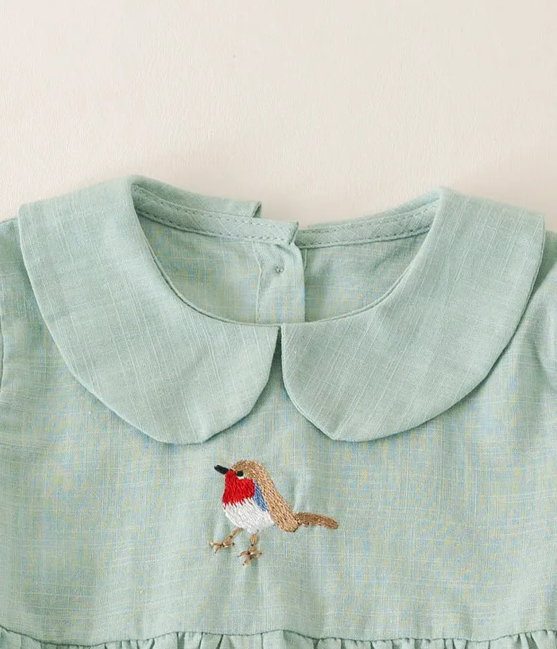 Baby/Toddler Girl Embroidery Print Short Sleeve Dress (3 Colors)