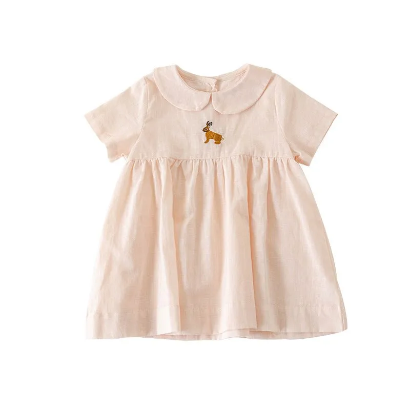 Baby/Toddler Girl Embroidery Print Short Sleeve Dress (3 Colors)