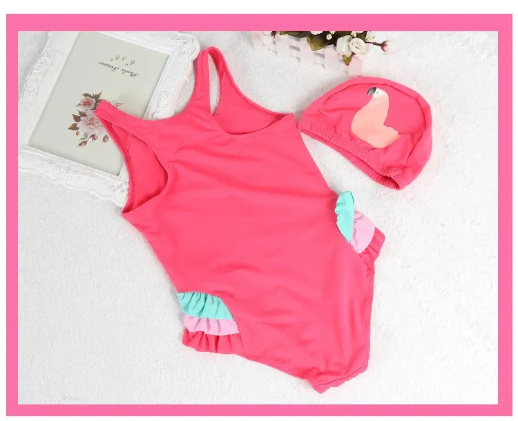 Baby/Toddler Girl's Pink Cute Parrot Swimwear