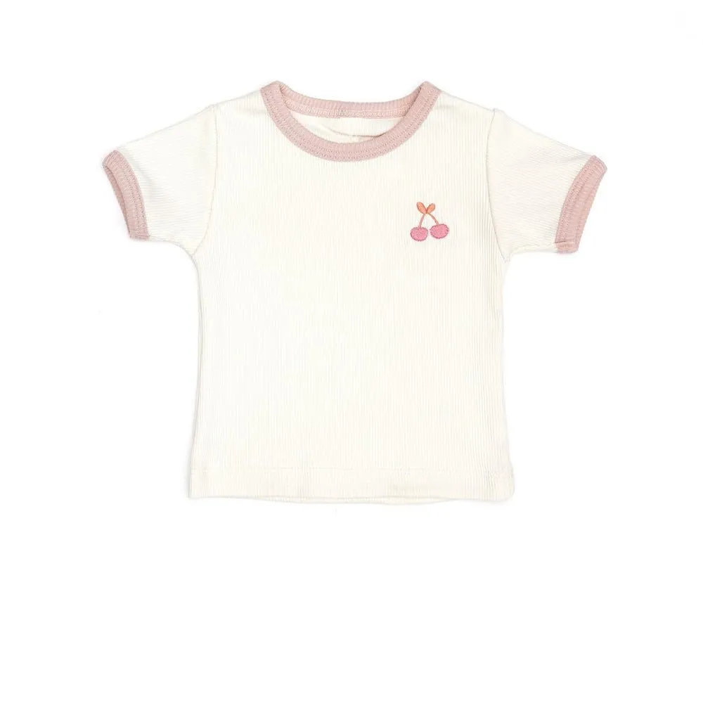 Baby/Toddler's Embroidery Ice Cream Print T-shirt and Shorts