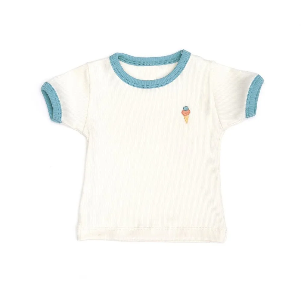 Baby/Toddler's Embroidery Ice Cream Print T-shirt and Shorts