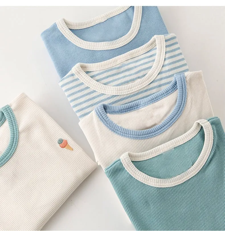 Baby/Toddler's Embroidery Ice Cream Print T-shirt and Shorts
