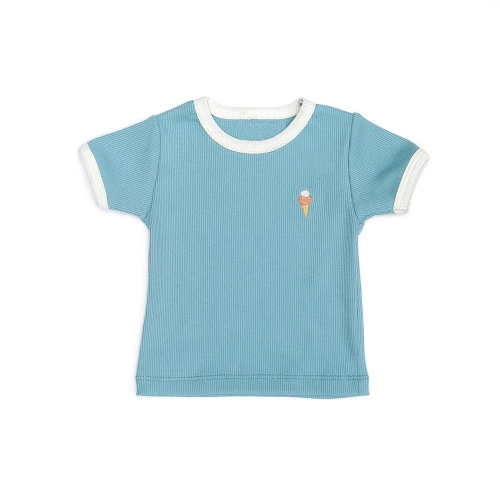 Baby/Toddler's Embroidery Ice Cream Print T-shirt and Shorts