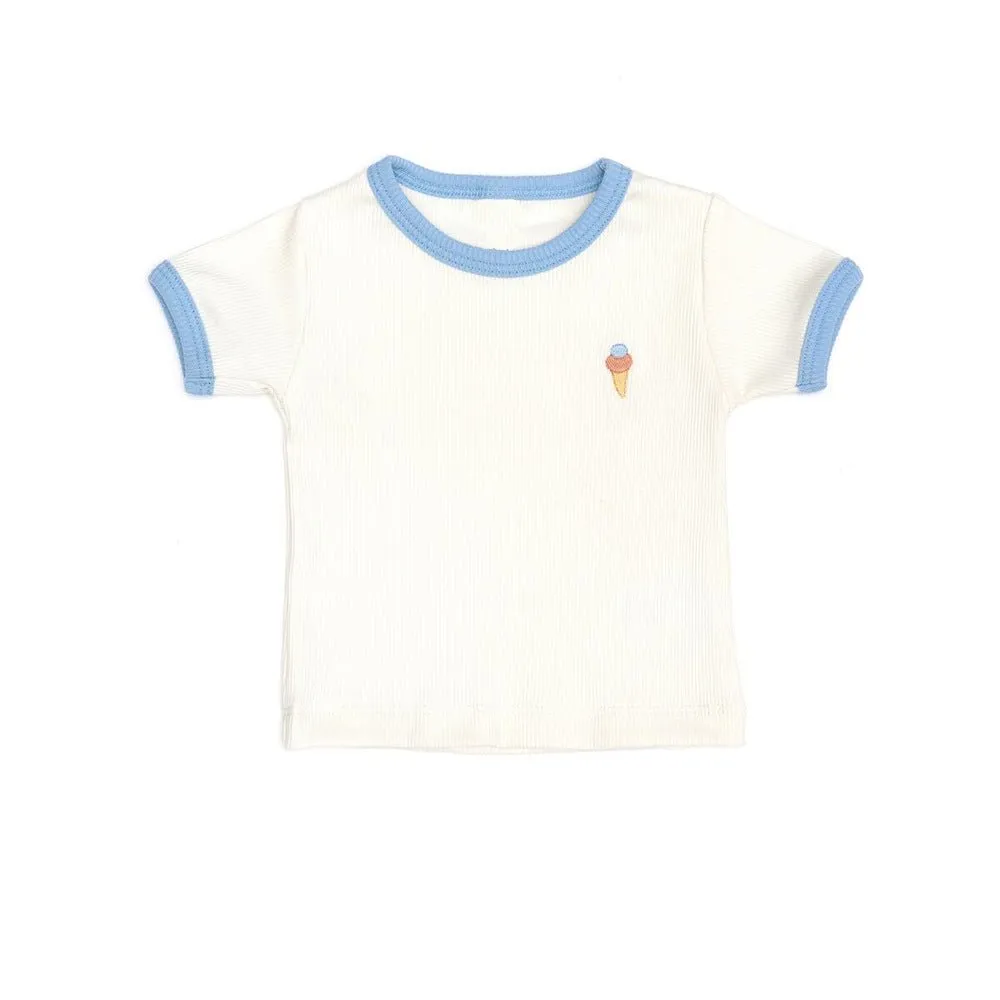Baby/Toddler's Embroidery Ice Cream Print T-shirt and Shorts