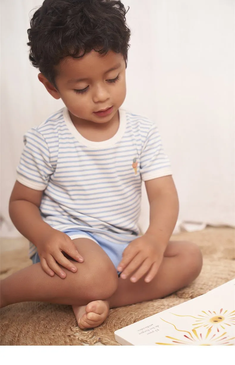 Baby/Toddler's Embroidery Ice Cream Print T-shirt and Shorts