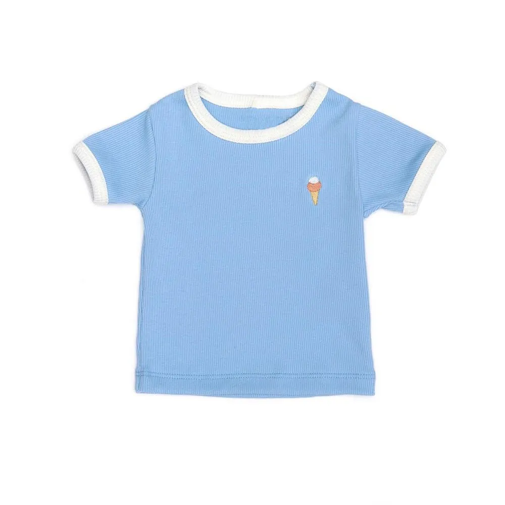 Baby/Toddler's Embroidery Ice Cream Print T-shirt and Shorts