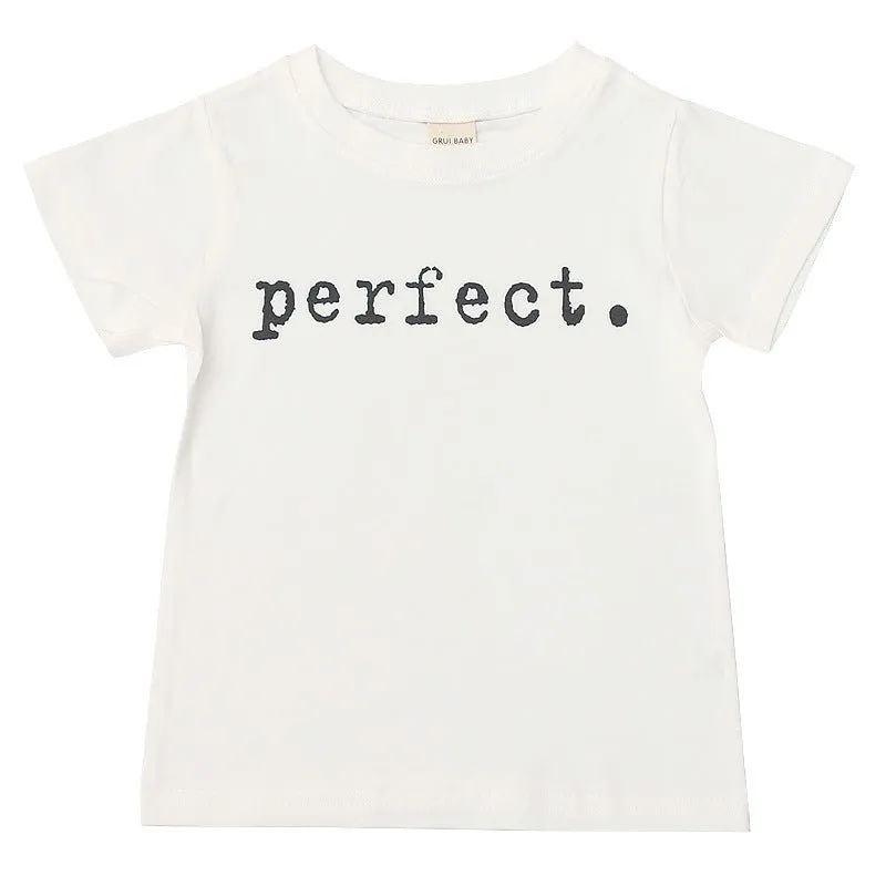 Baby/Toddler's Short Sleeve Letter Print White T-shirt