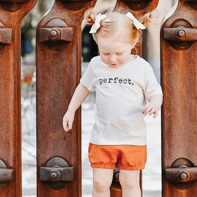 Baby/Toddler's Short Sleeve Letter Print White T-shirt