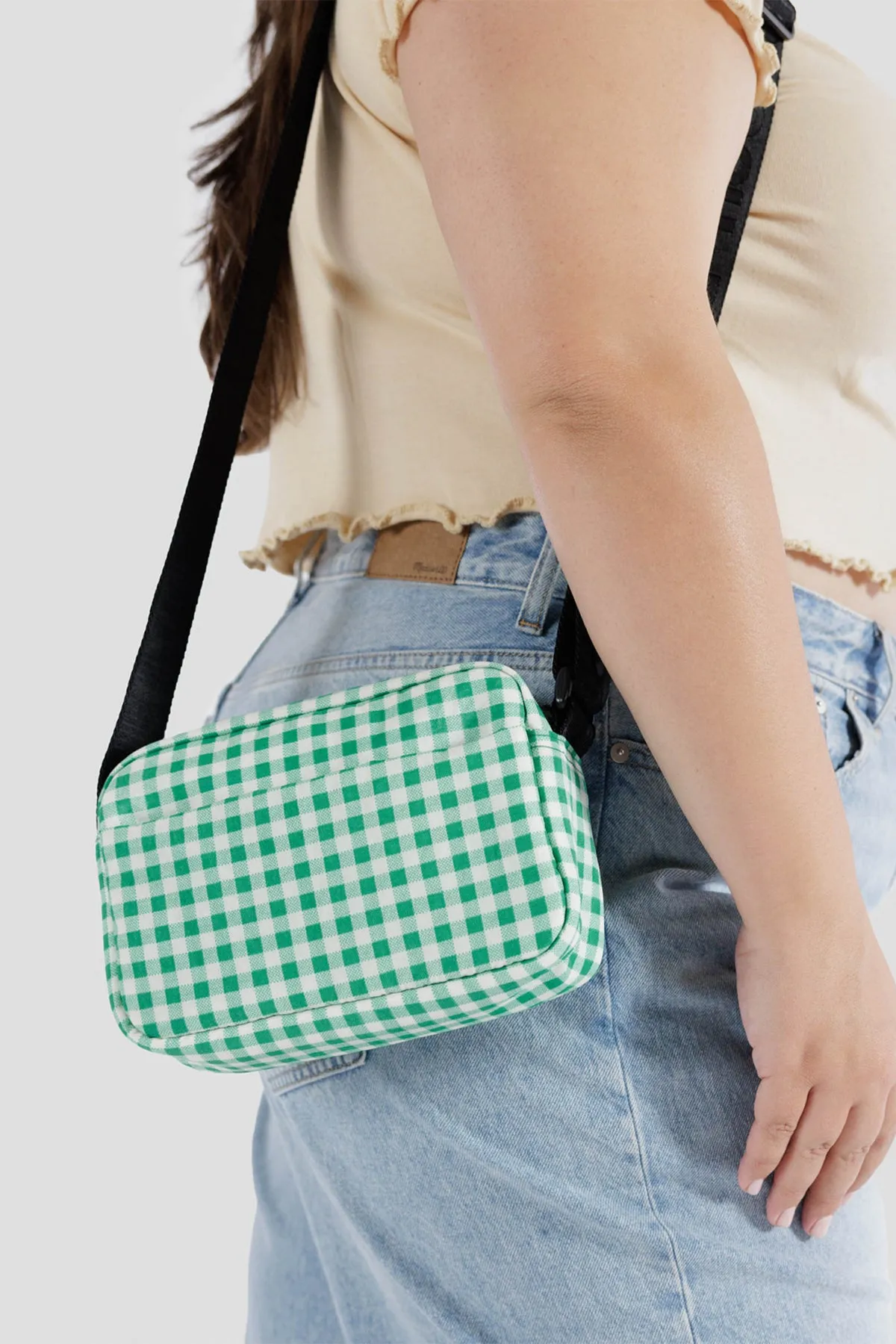 BAGGU Crossbody Camera Bag Green Gingham