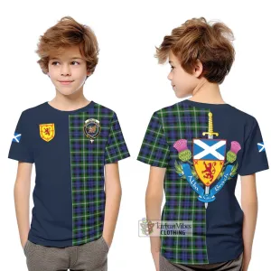 Baillie of Polkemmet Tartan Kid T-Shirt Alba with Scottish Lion Royal Arm Half Style
