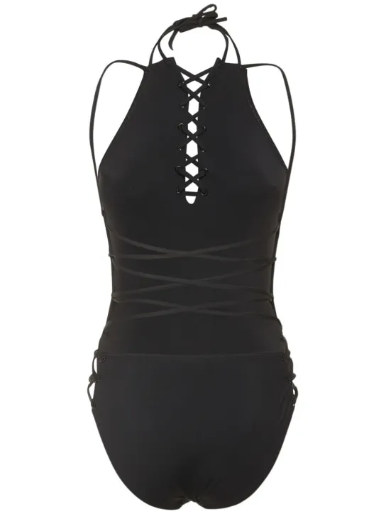 Balenciaga   Logo printed lycra one piece swimsuit 