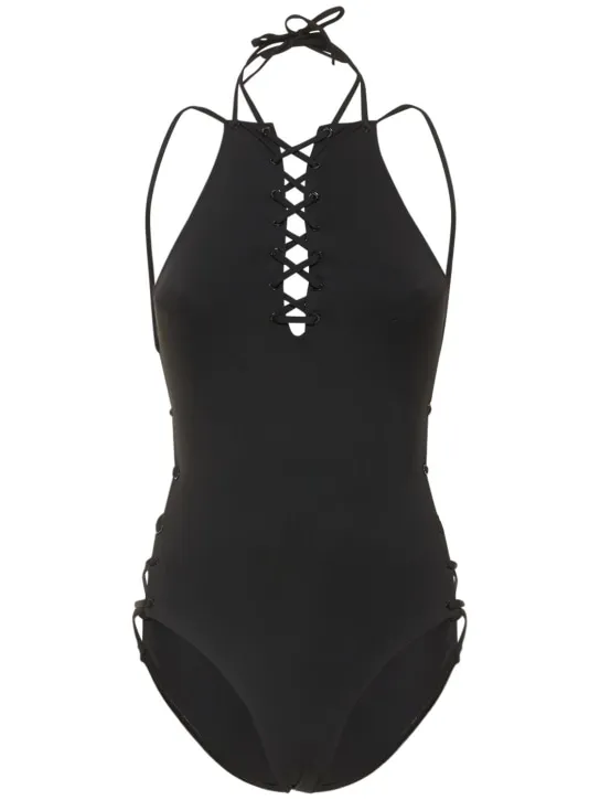 Balenciaga   Logo printed lycra one piece swimsuit 
