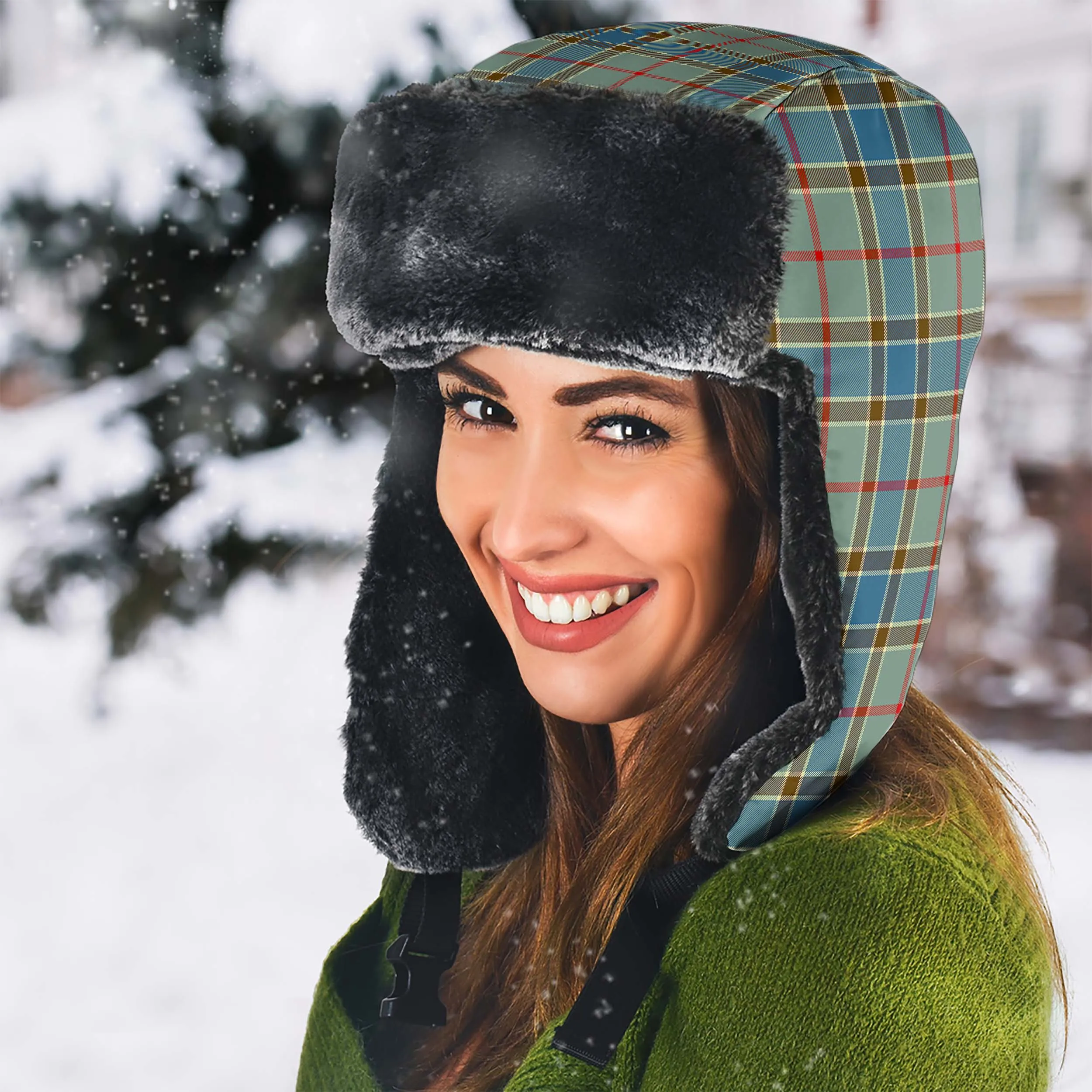 Balfour Blue Tartan Winter Trapper Hat