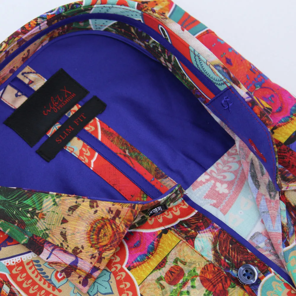 Bali Inspired Print Button Down Shirt