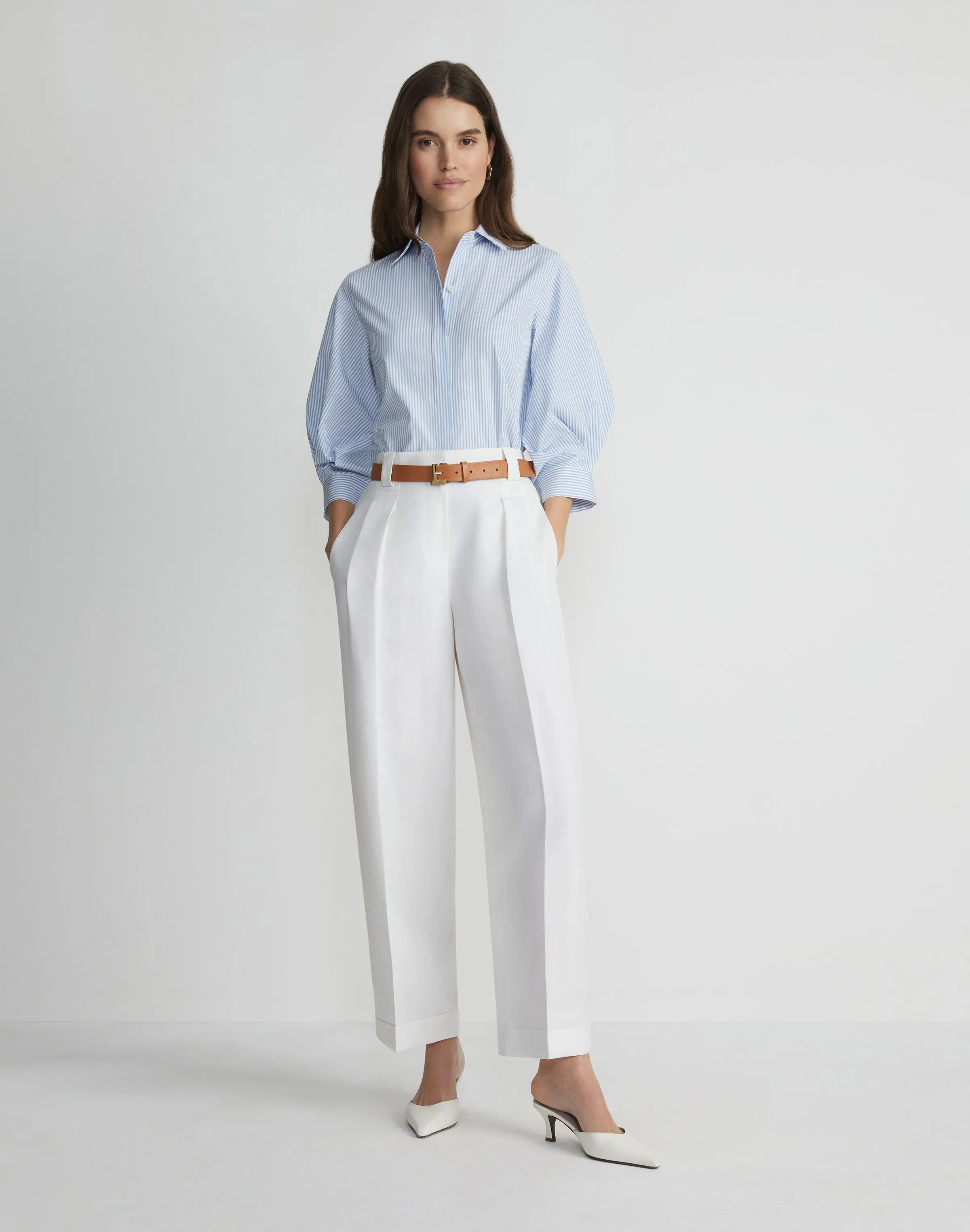 Balloon Sleeve Slim Blouse