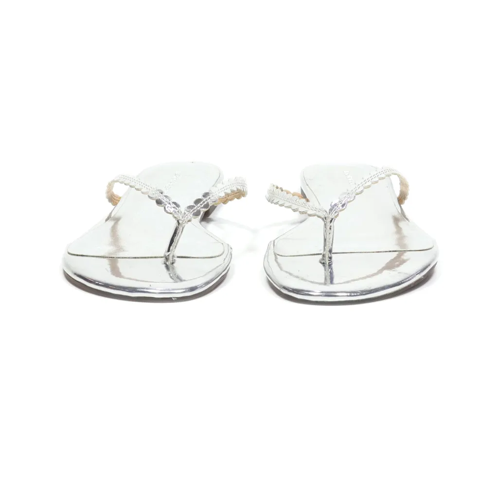 Banana Republic Slippers Leather Silver Colour For Women