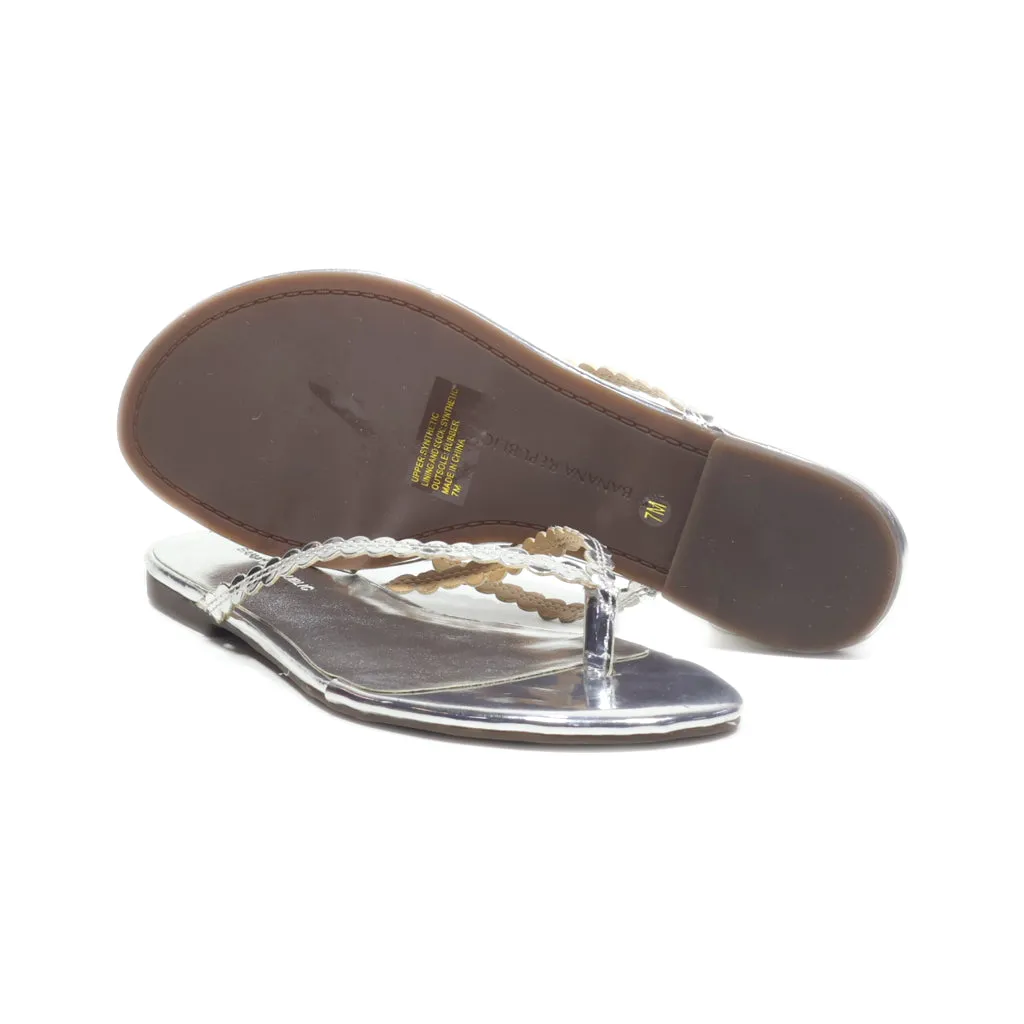 Banana Republic Slippers Leather Silver Colour For Women
