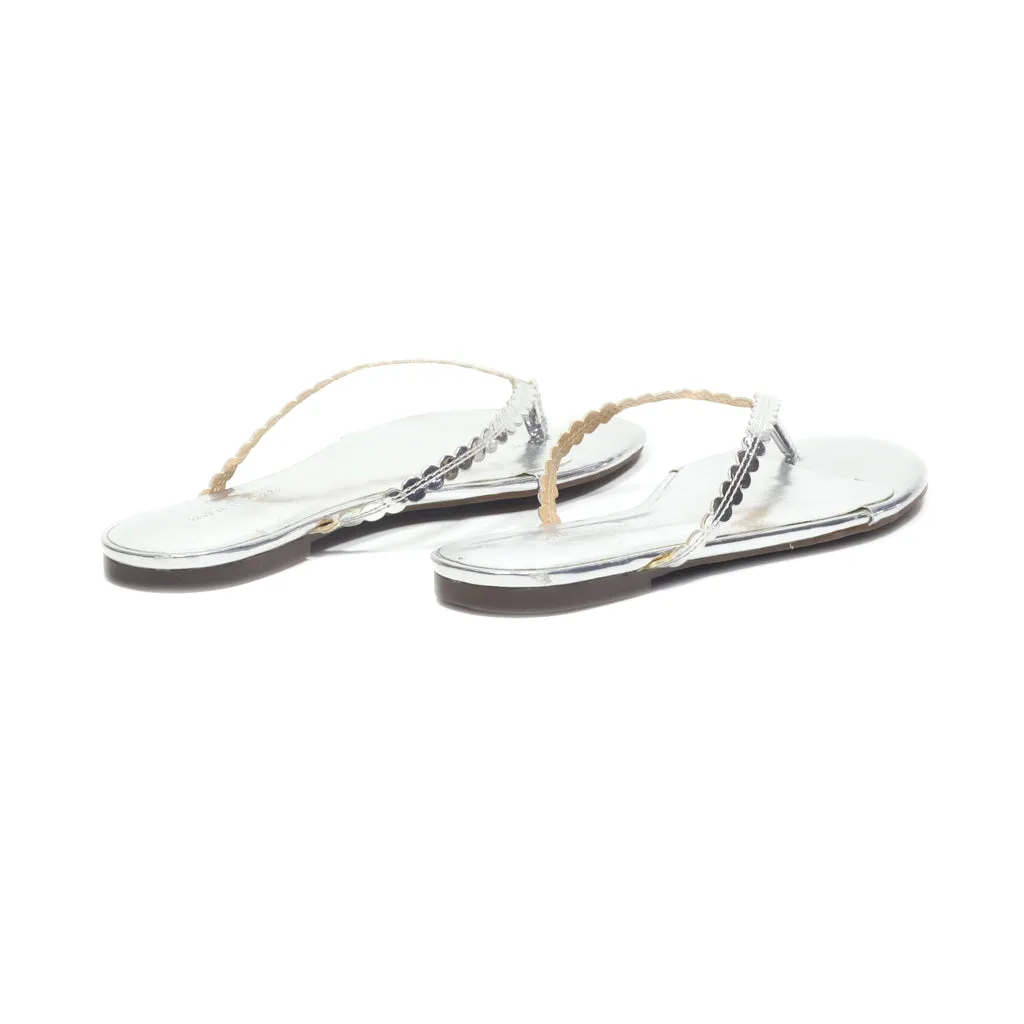 Banana Republic Slippers Leather Silver Colour For Women