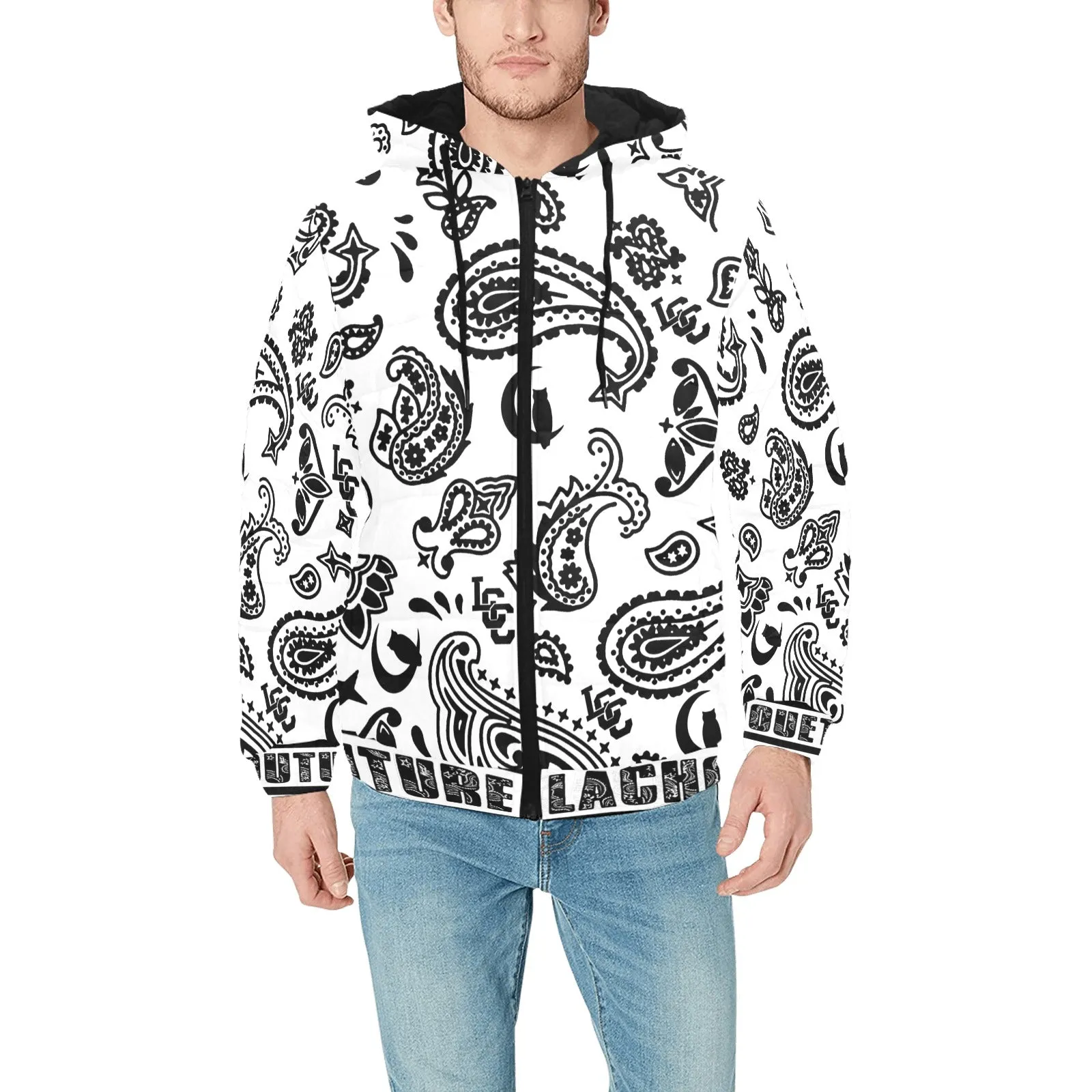 BANDANA PAISLEY Men's Padded Hooded Jacket