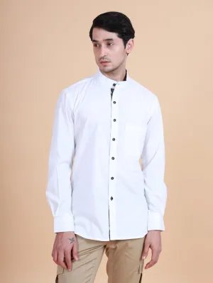 Bandhgala Shirt With Printed Trimming