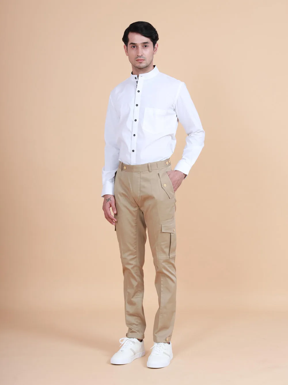 Bandhgala Shirt With Printed Trimming