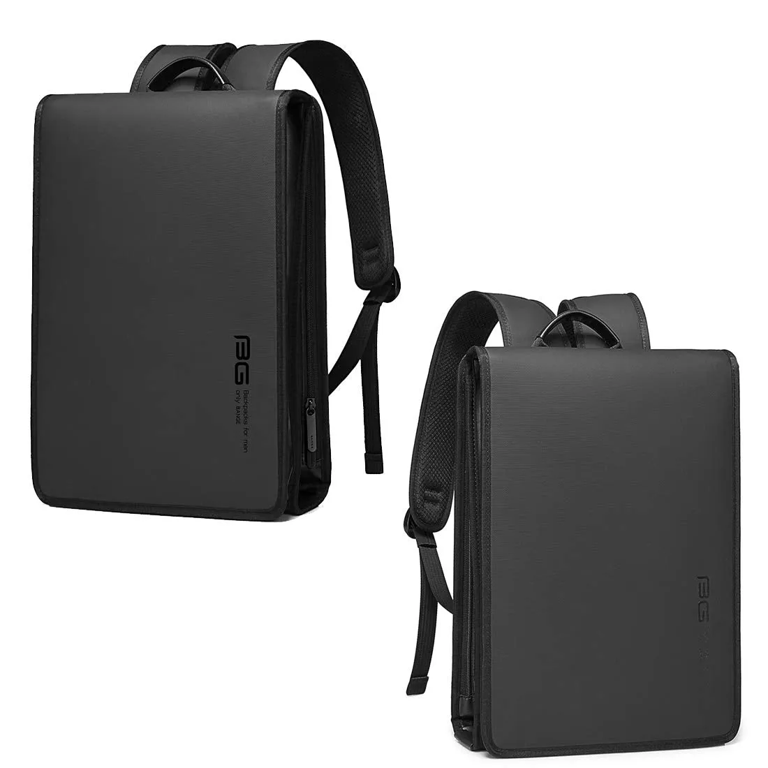 BANGE Water Resistant Polyester Unisex Business Travel Laptop Backpack (Black)