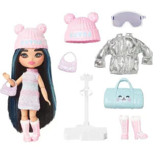 Barbie Extra Minis Travel Doll with Winter Fashion, Barbie Extra Fly Small Doll, Winter Clothes with Accessories