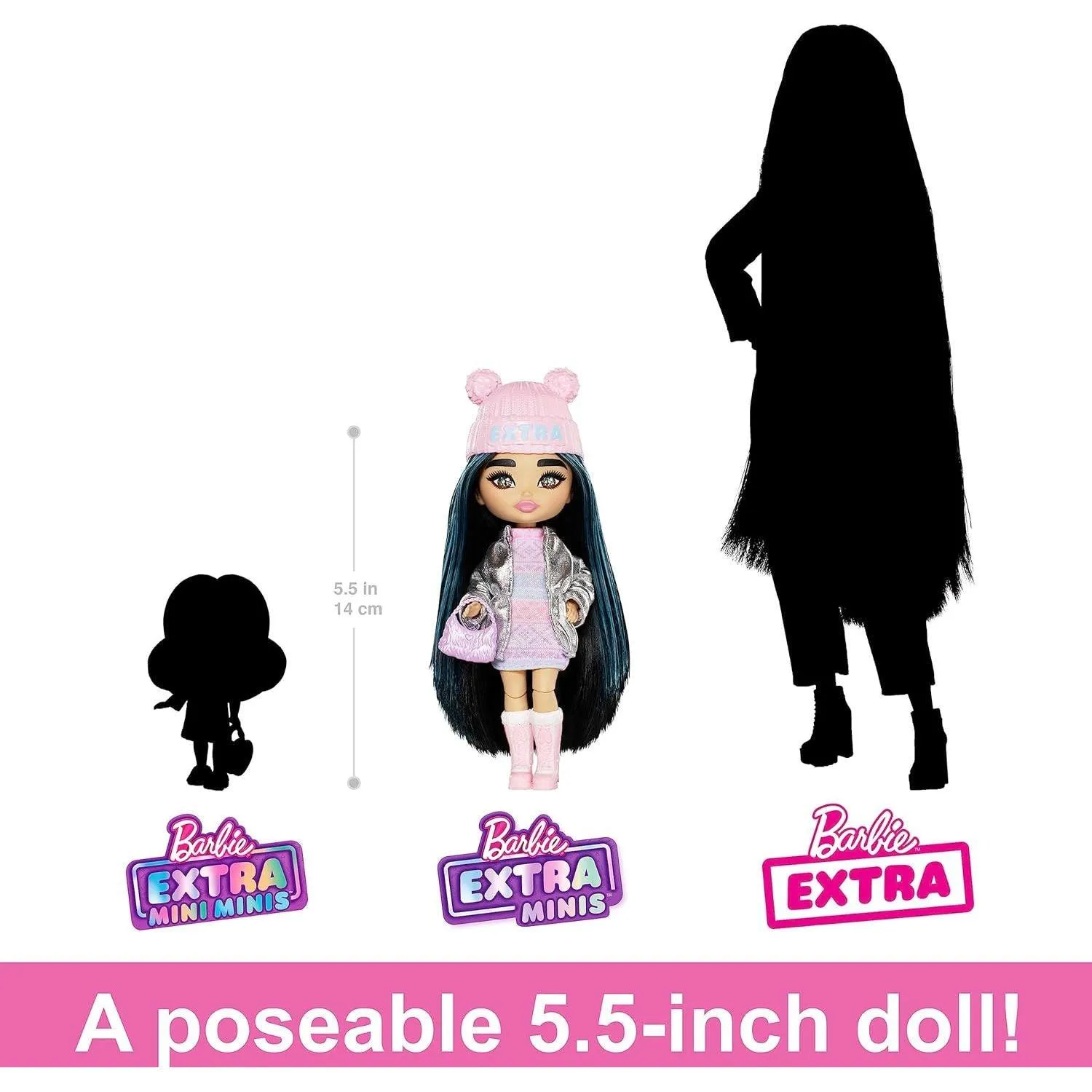 Barbie Extra Minis Travel Doll with Winter Fashion, Barbie Extra Fly Small Doll, Winter Clothes with Accessories