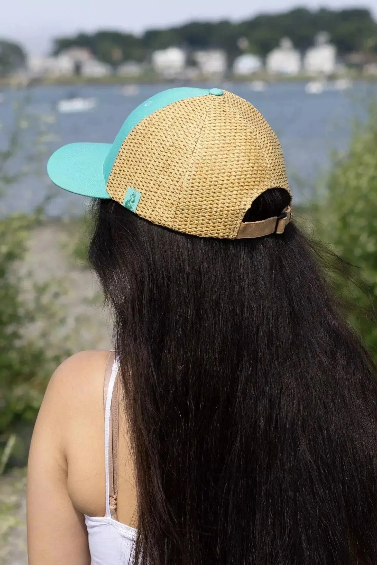 Baseball Cap with Raffia and Collar Matching Set