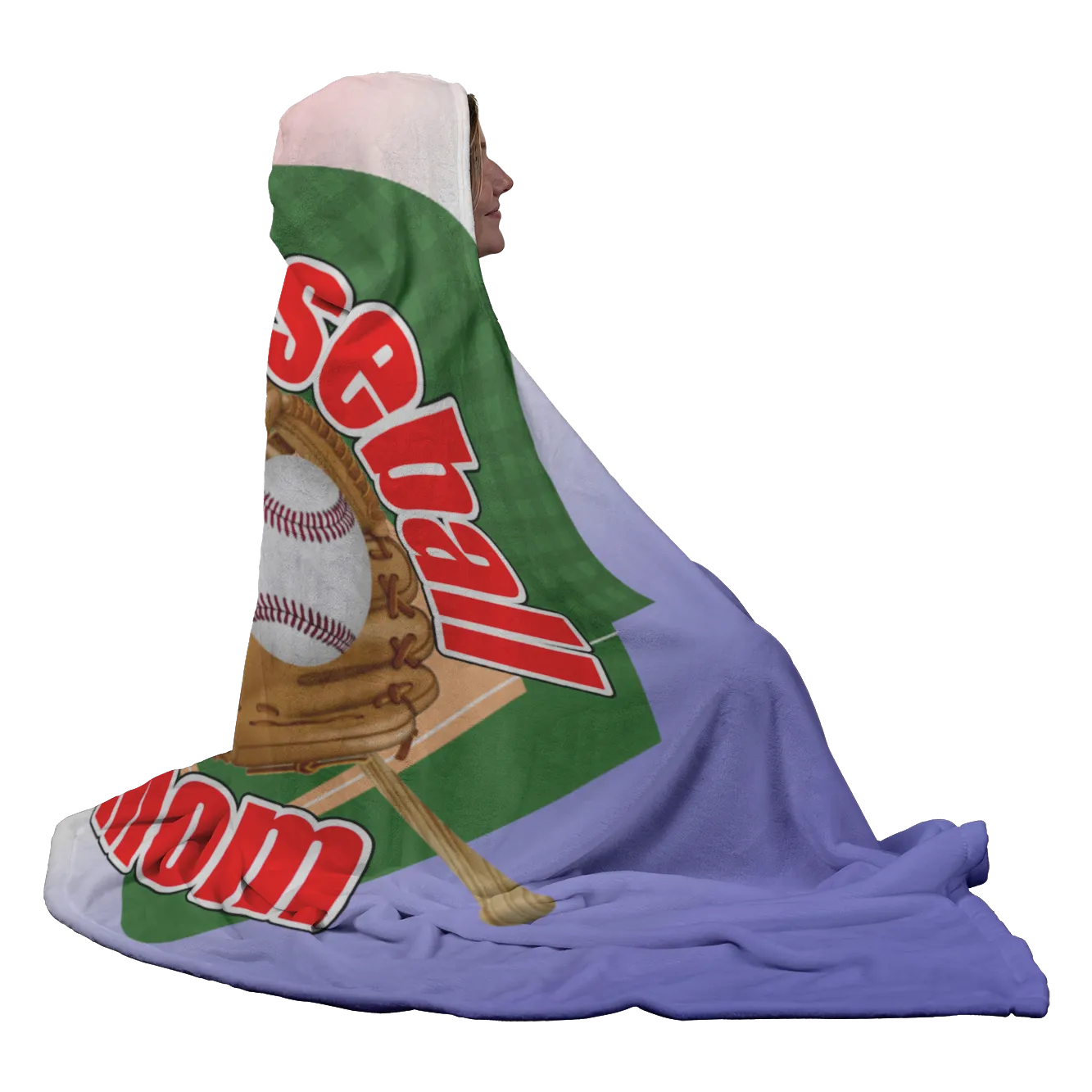 Baseball Mom Hooded Blanket, Red