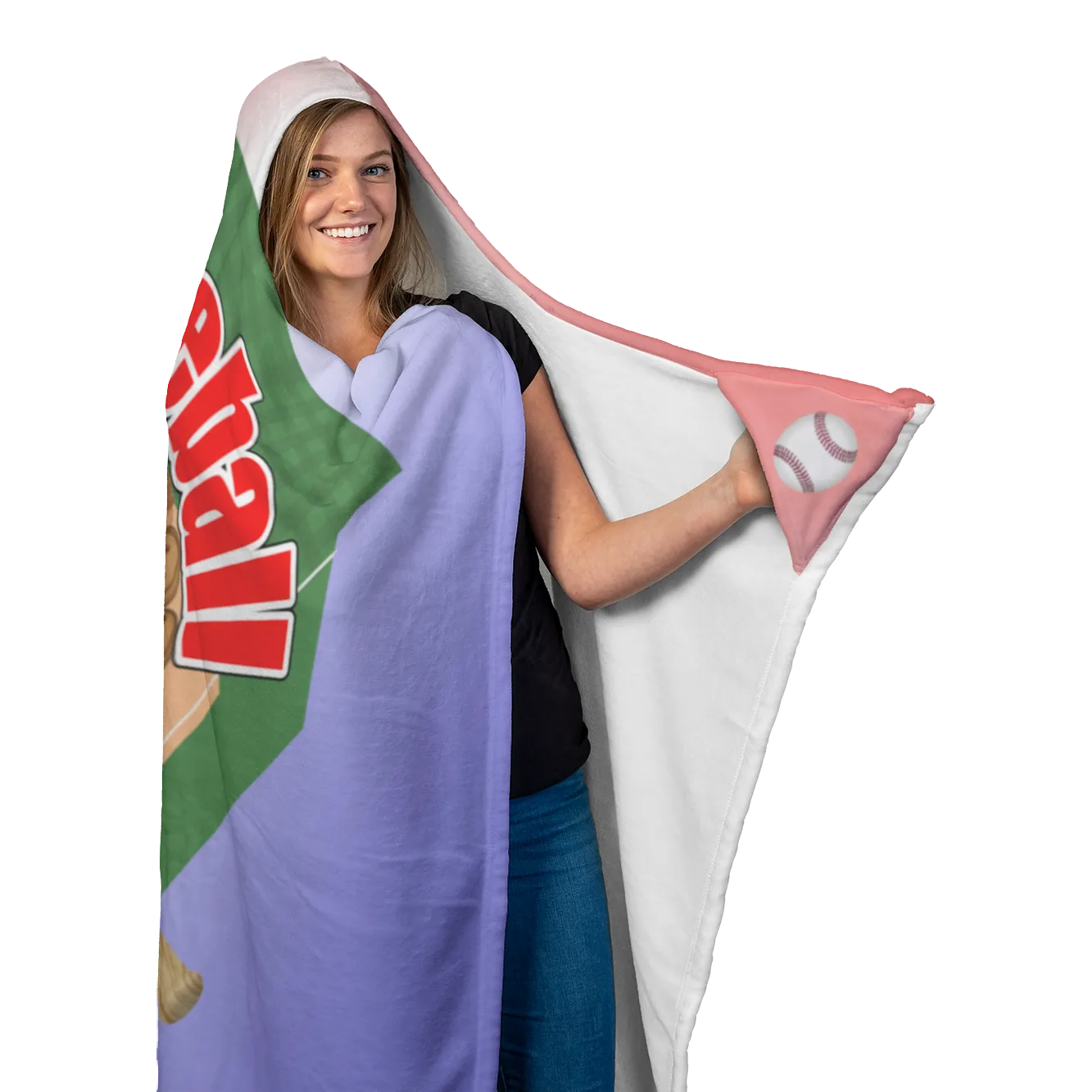 Baseball Mom Hooded Blanket, Red