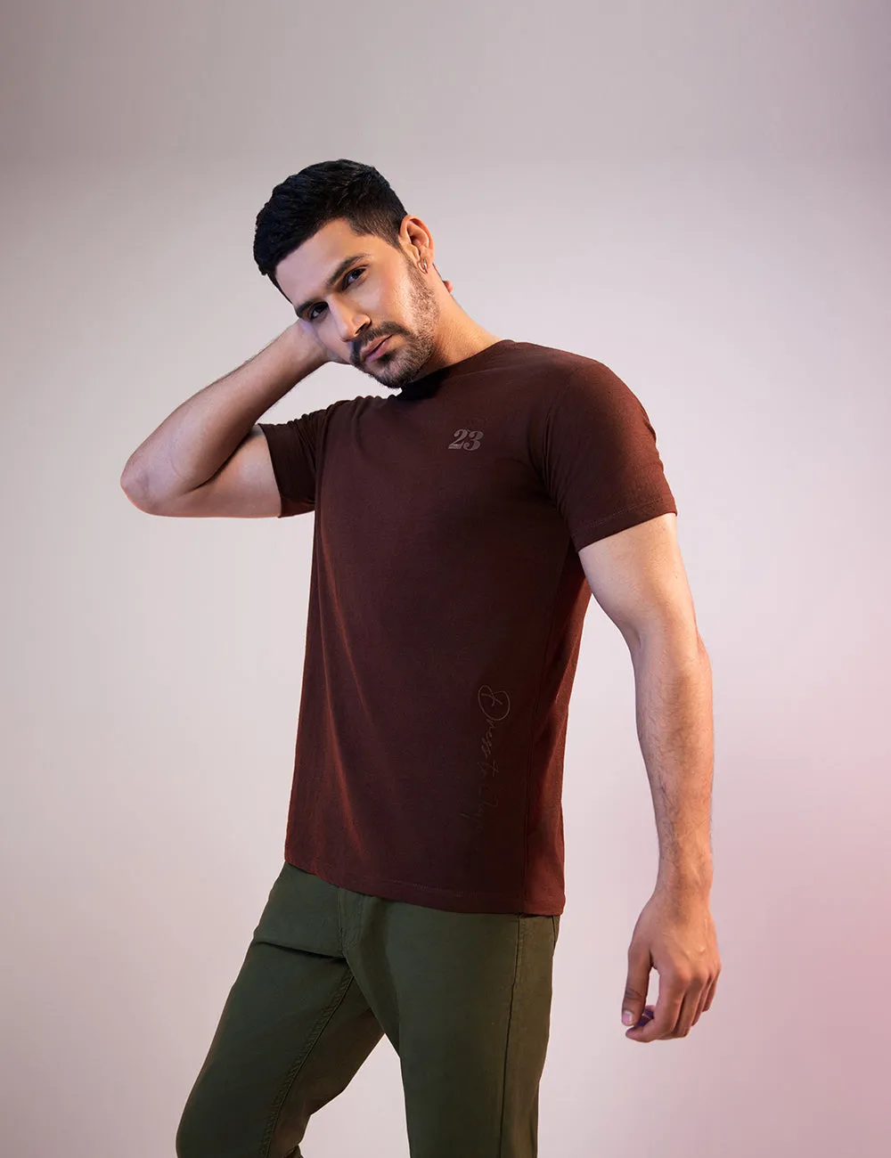 Basic Chocolate Brown Crew Neck T-Shirt