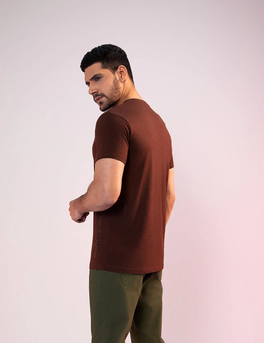 Basic Chocolate Brown Crew Neck T-Shirt