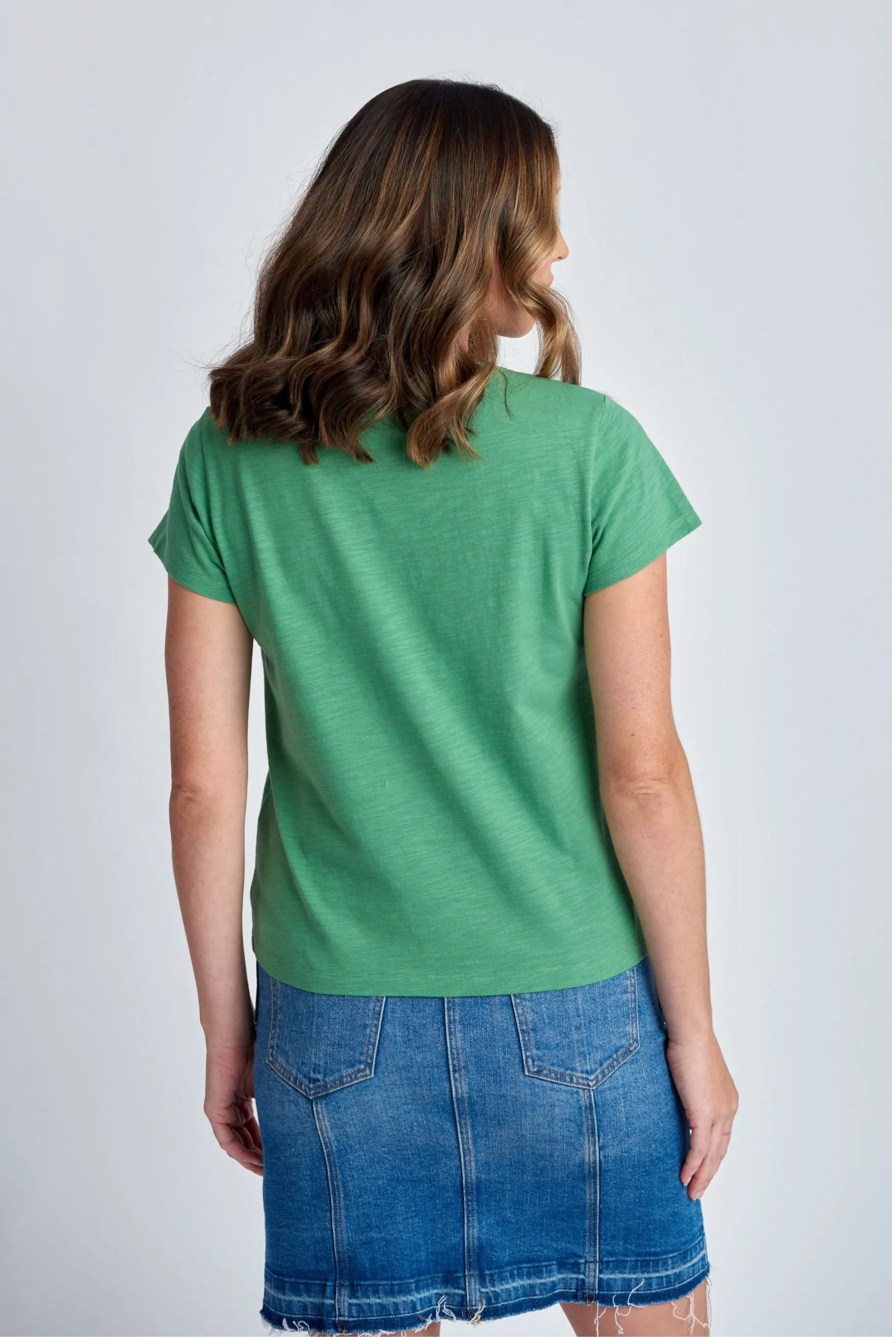 Basic Cotton Crew Neck Tee Palm Green
