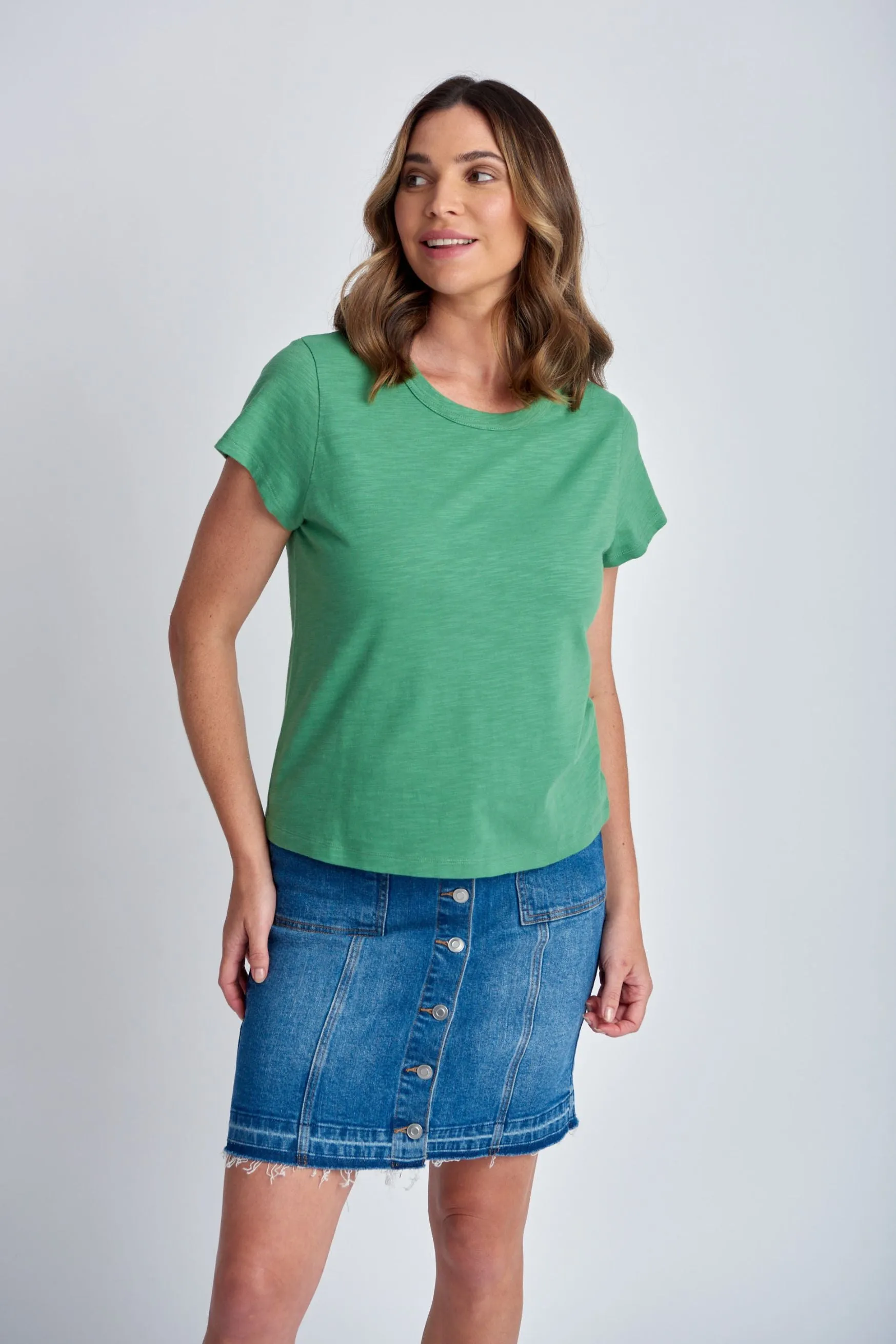 Basic Cotton Crew Neck Tee Palm Green
