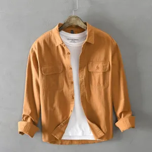 Basic Solid Double Flapped Pocket Style Shirt