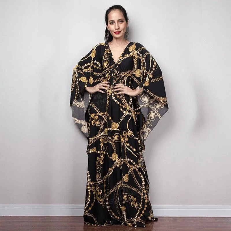 Batwing Sleeve Tunic Women Beachwear Style Kaftan Dress