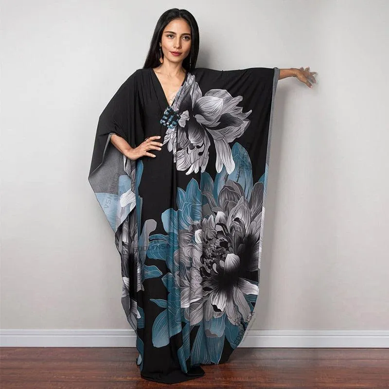 Batwing Sleeve Tunic Women Beachwear Style Kaftan Dress