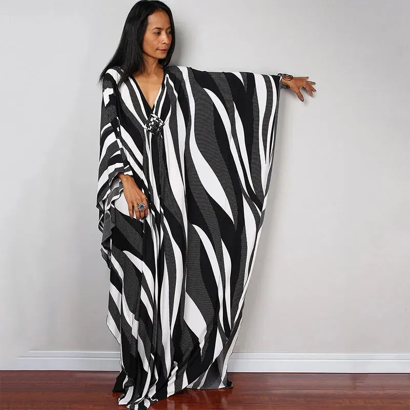 Batwing Sleeve Tunic Women Beachwear Style Kaftan Dress
