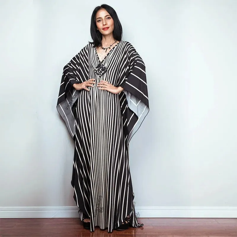 Batwing Sleeve Tunic Women Beachwear Style Kaftan Dress