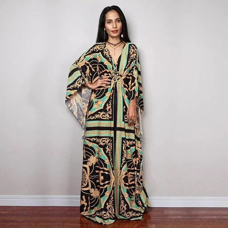 Batwing Sleeve Tunic Women Beachwear Style Kaftan Dress