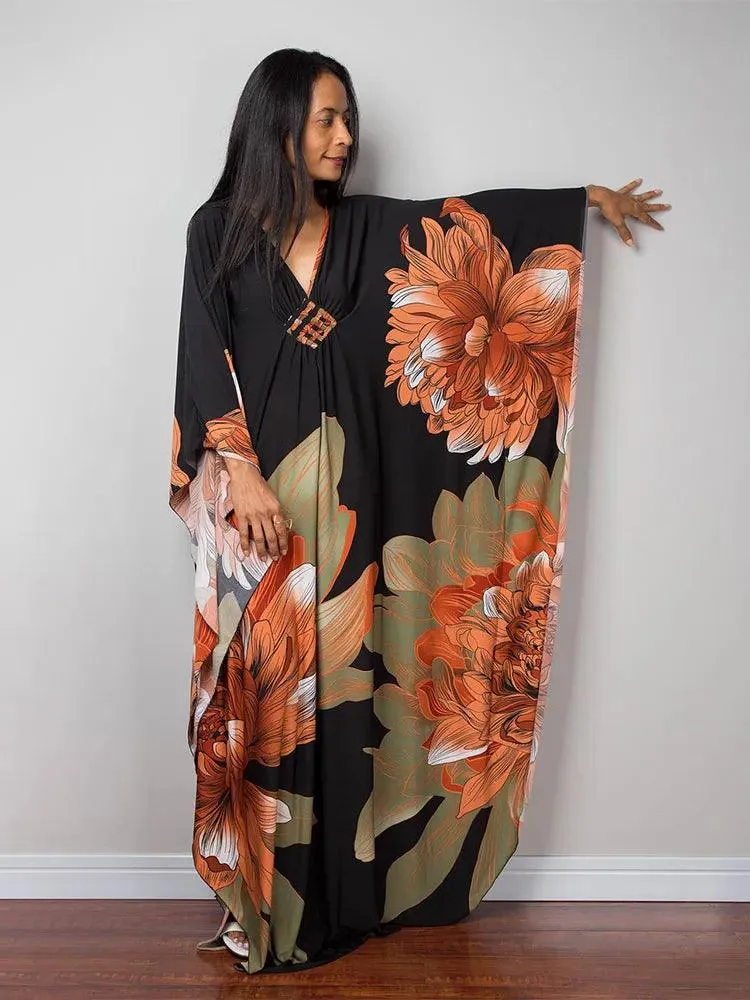 Batwing Sleeve Tunic Women Beachwear Style Kaftan Dress