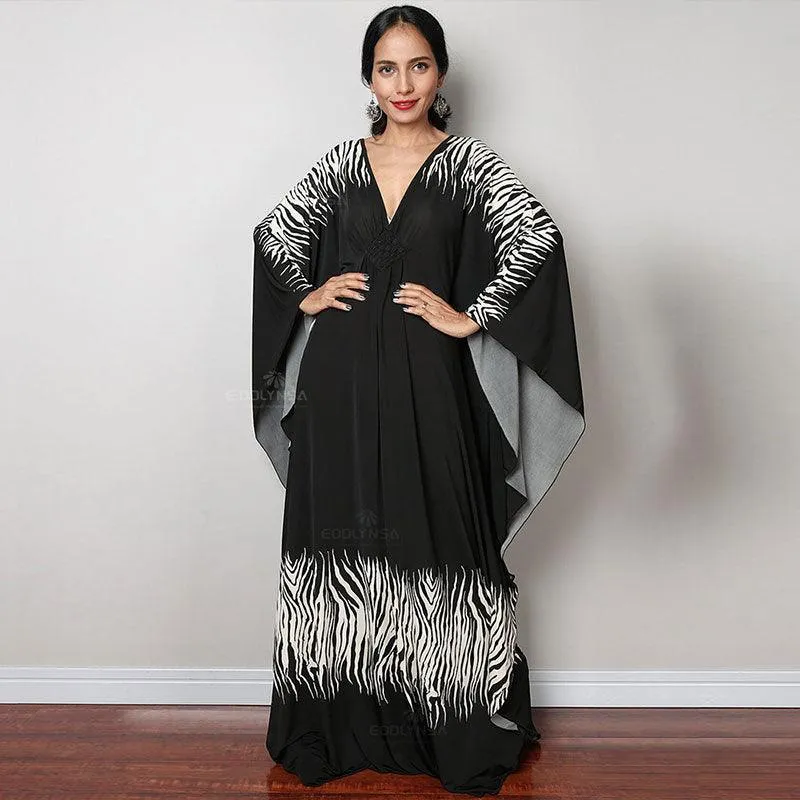 Batwing Sleeve Tunic Women Beachwear Style Kaftan Dress