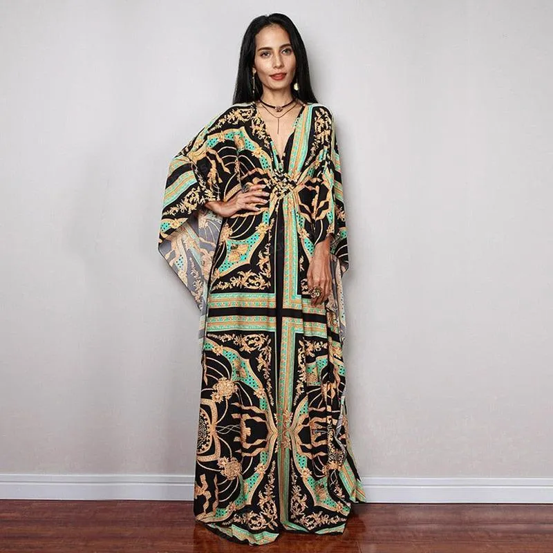 Batwing Sleeve Tunic Women Beachwear Style Kaftan Dress