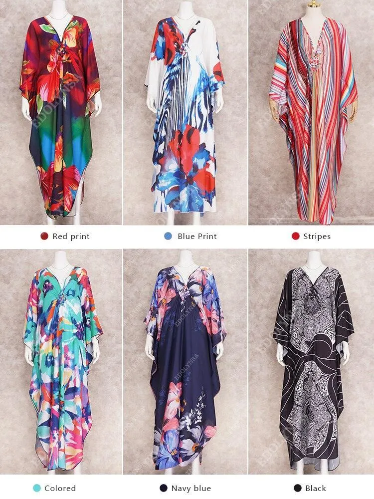 Batwing Sleeve Tunic Women Beachwear Style Kaftan Dress