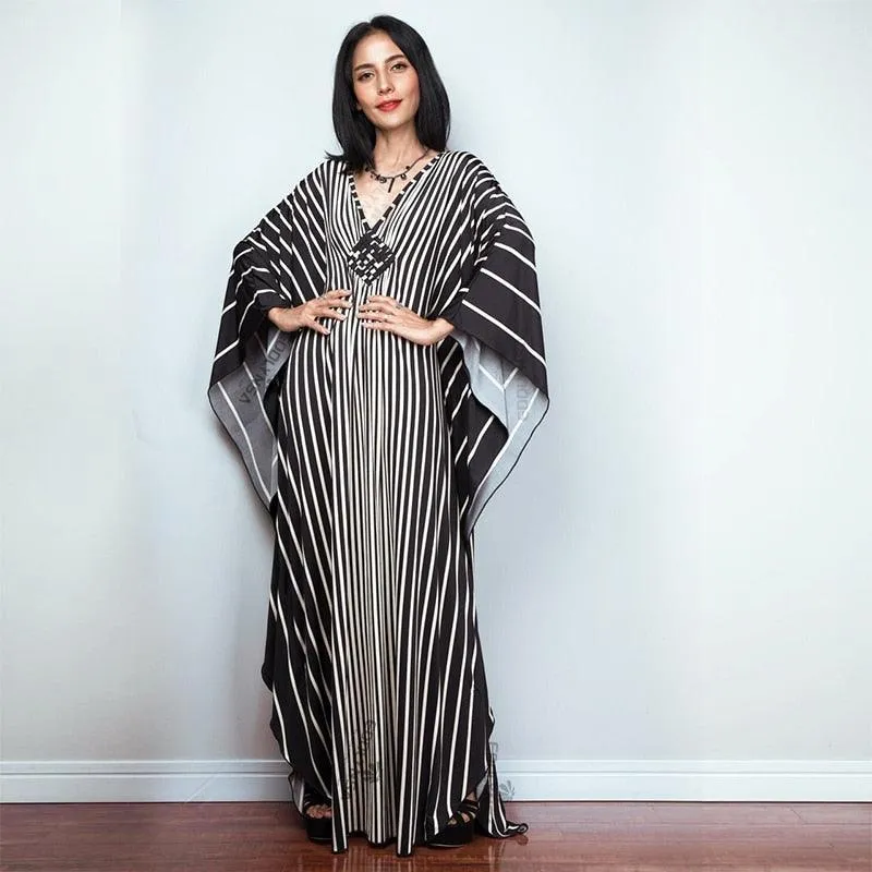 Batwing Sleeve Tunic Women Beachwear Style Kaftan Dress