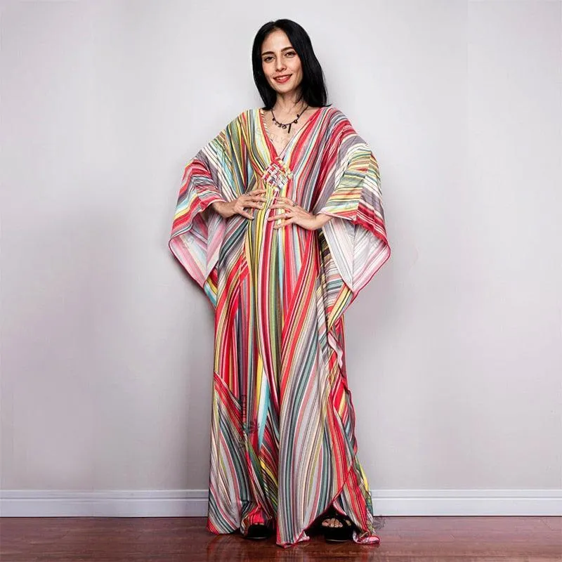 Batwing Sleeve Tunic Women Beachwear Style Kaftan Dress